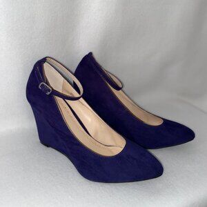 Bamboo Size 8 1/2 Cobalt Blue Ankle Strap Wedges